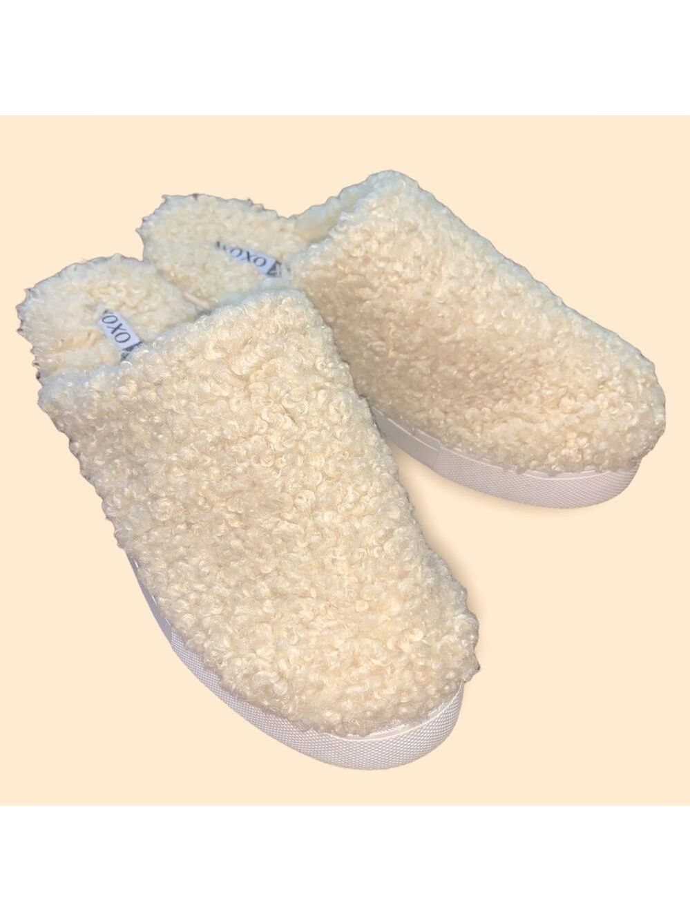 NEW! Xoxo Wild Cream Beige Faux Fur Slide Slippers Women's Size 10